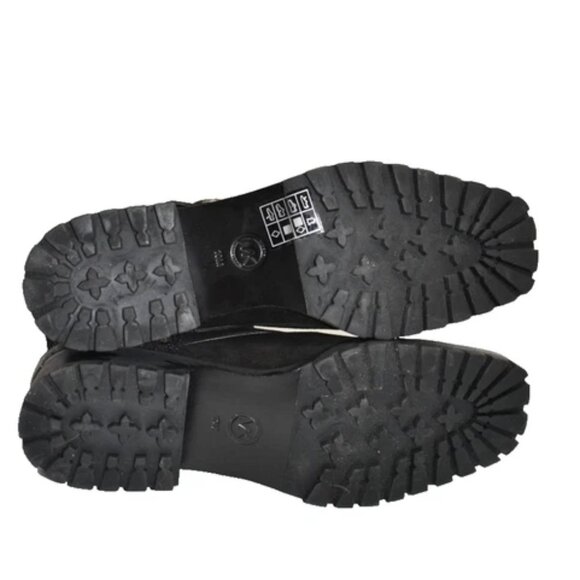 $240 MICHAEL KORS BLACK LEATHER SILVER MOTO BIKER CHUNKY BOOT 10 (TPO17) - Picture 7 of 8